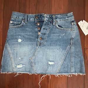 FREE PEOPLE DISTRESSED DENIM SKIRT NWT